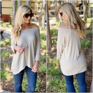 Infinity Raine Tops - Taupe Ribbed Tunic Infinity Raine Tops - Taupe Ribbed Tunic